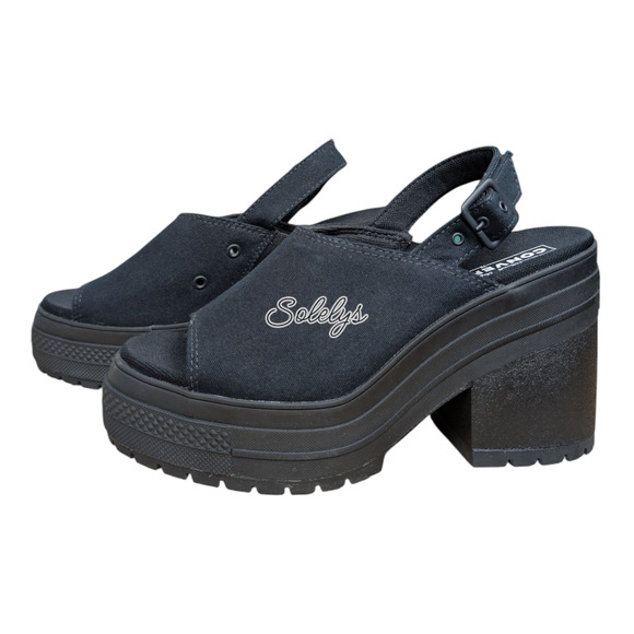 Converse Chuck 70 De Luxe Heel Platform Chunky Strap Sandal Monochrome Black 7.5 - Picture 4 of 9